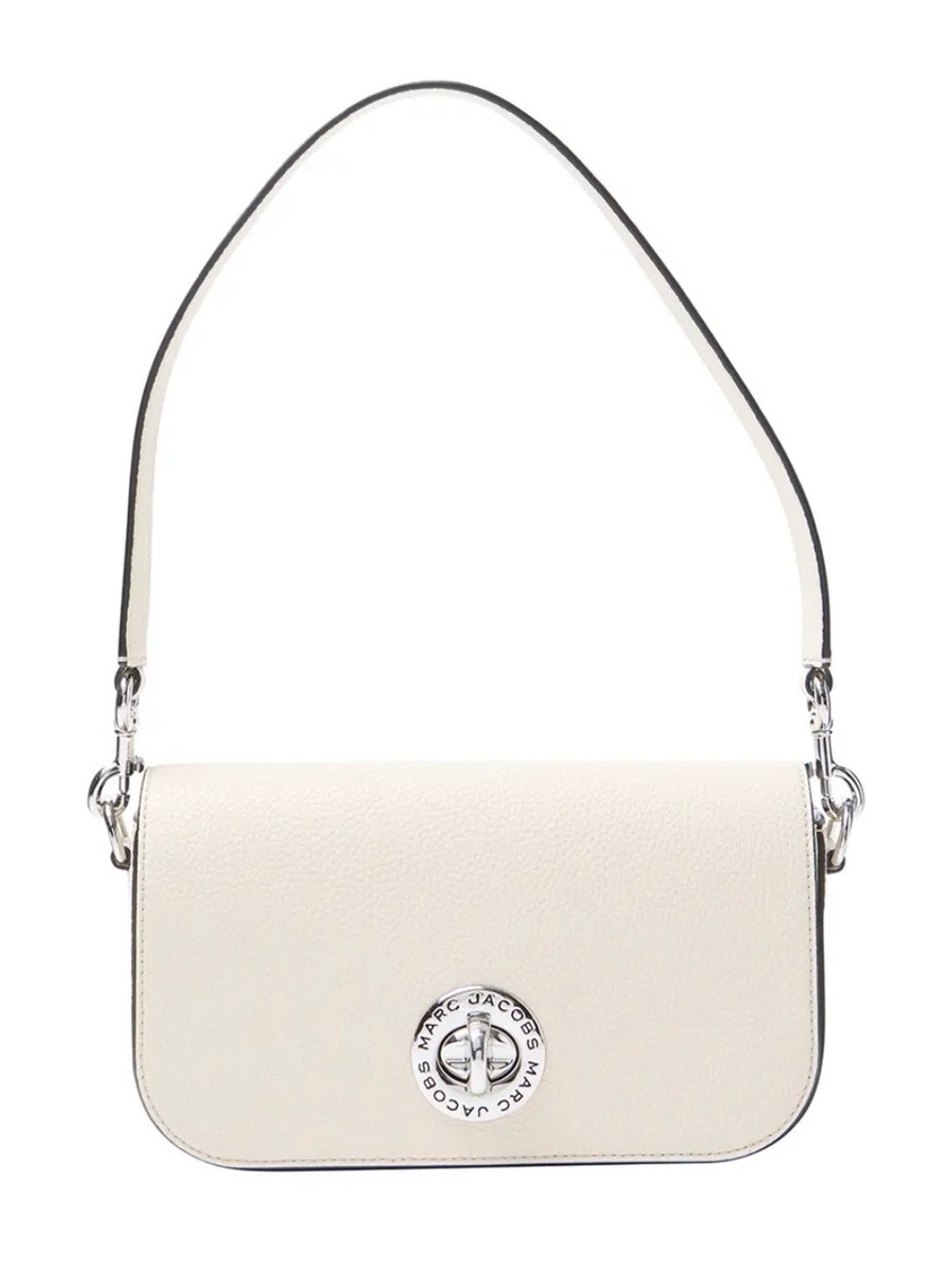 Marc Jacobs Cream Leather Shoulder Bag with Silver Turnlock